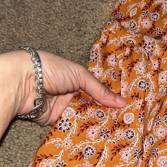 Xirena Rumer Scoop Neck Flutter Sleeve Tiered Midi Dress Laurel Floral Orange L - Picture 10 of 12